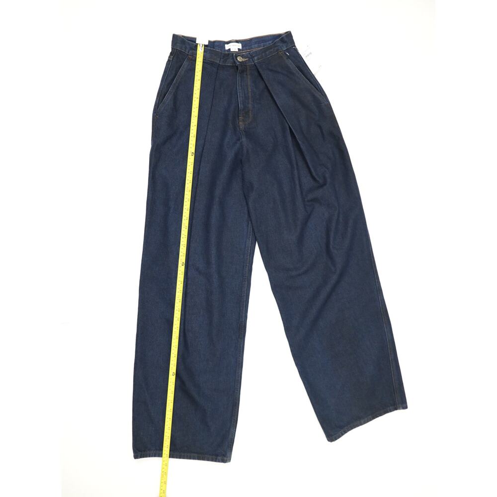 Good American Pleated Wide Leg Denim Trousers Dark Wash Luxury NWT Size 2 / 26 - Picture 9 of 16